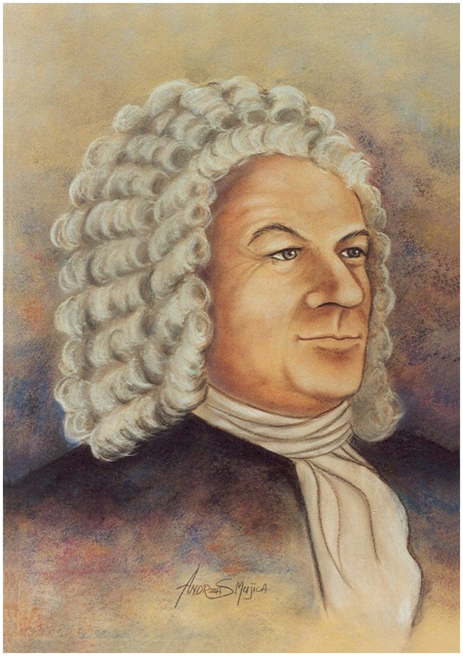 Johann Sebastian Bach Pastel Portrait by artist Andreas Mujica