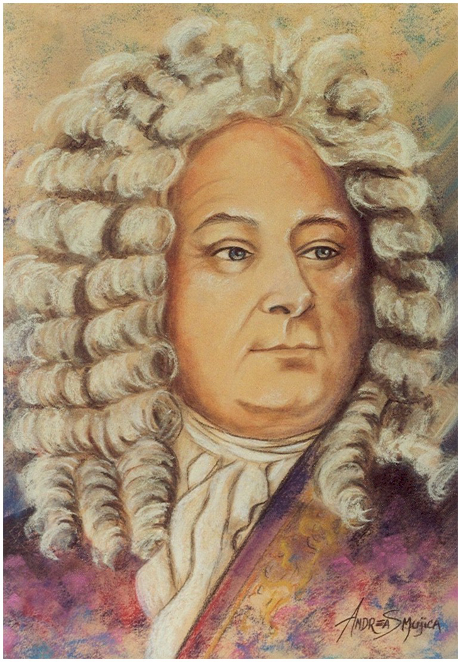 George Frideric Handel Pastel Portrait by artist Andreas Mujica