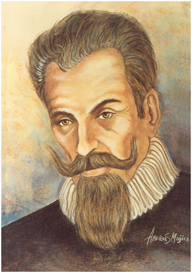 Claudio Monteverdi Pastel Portrait by artist Andreas Mujica
