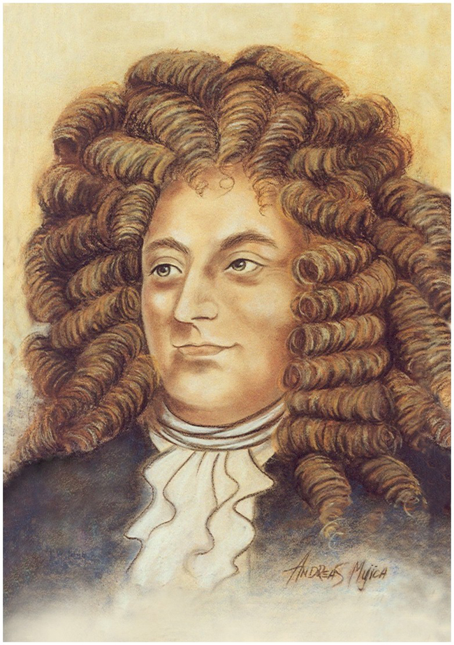 Henry Purcell portrait. Impressive pastel painting of the composer by Andreas Mujica